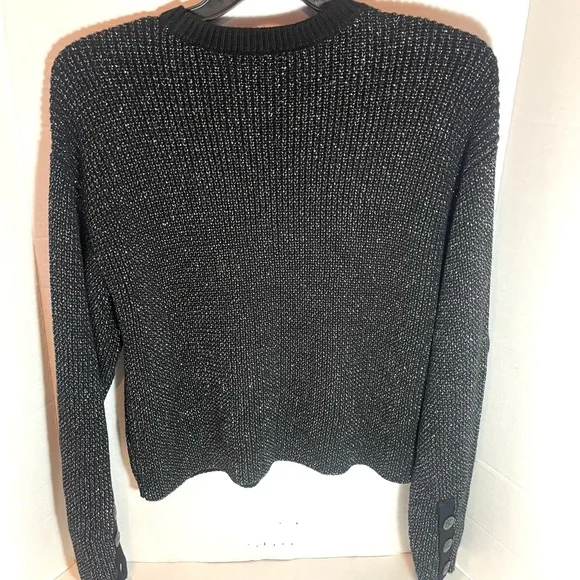 Rag & Bone Jubilee Metallic Black Crew Neck Sweater Size Large/X Large - Picture 3 of 13